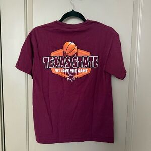 Texas State University Greek Life Sorority Basketball T-Shirt in Maroon - Small